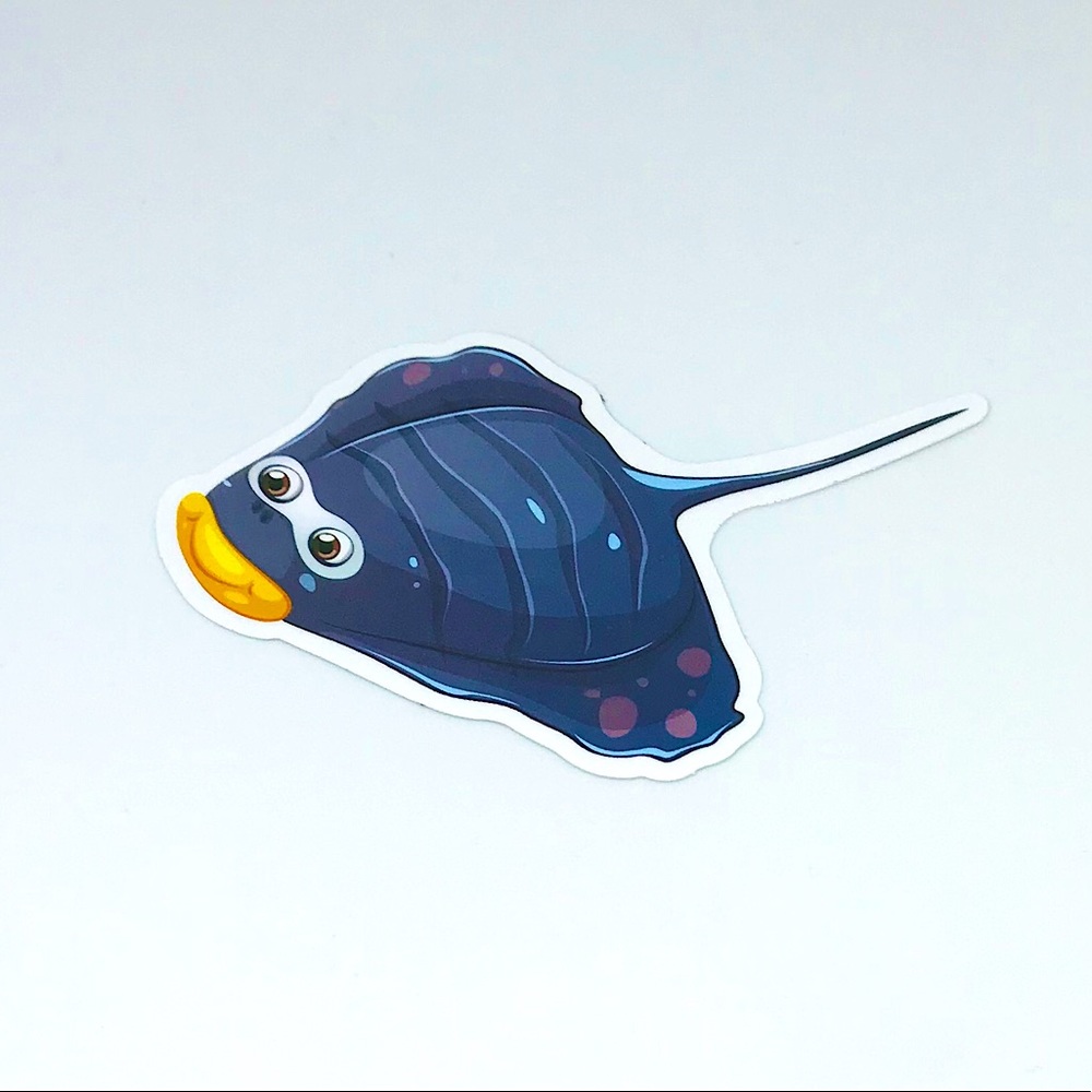 Ray Tropical Ocean Water Fish Cartoon Style Single Decor Sticker